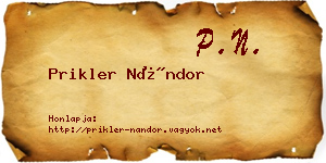 Prikler Nándor névjegykártya